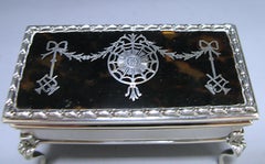 Antique George V Silver and Tortoiseshell Trinket Jewellery Box