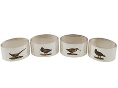 Antique George V Sterling Silver and Enamel Bird Napkin Rings