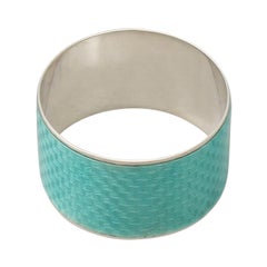 Antique Sterling Silver and Guilloche Enamel Napkin Ring