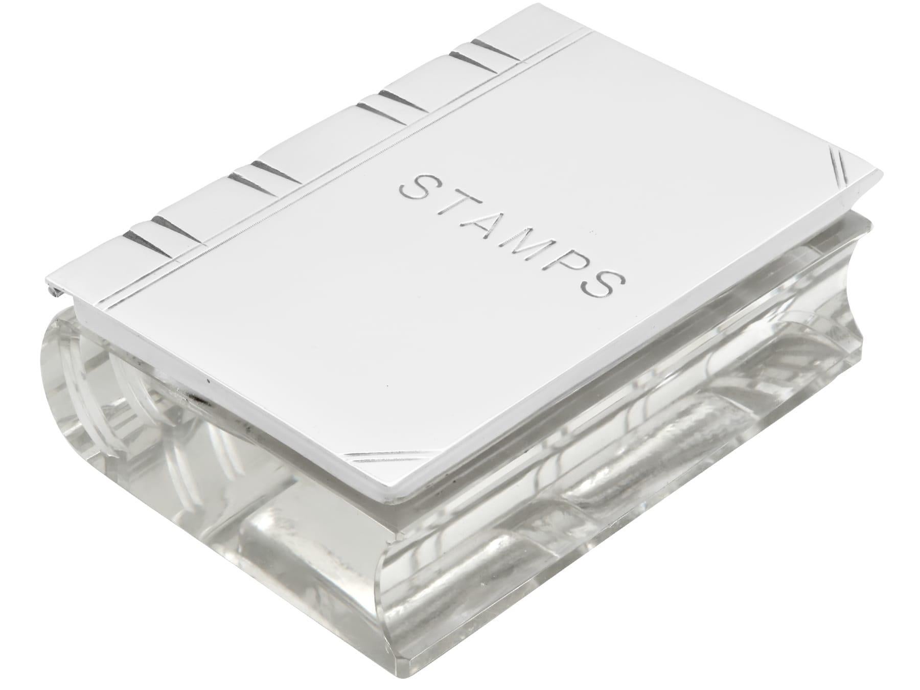 Caja antigua para sellos de plata de ley y cristal de Jorge V en venta 2