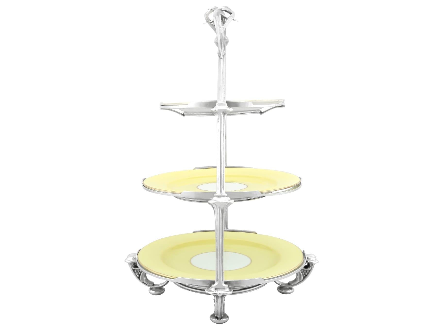 English Antique George V Sterling Silver Art Nouveau Cake Stand by Omar Ramsden  For Sale