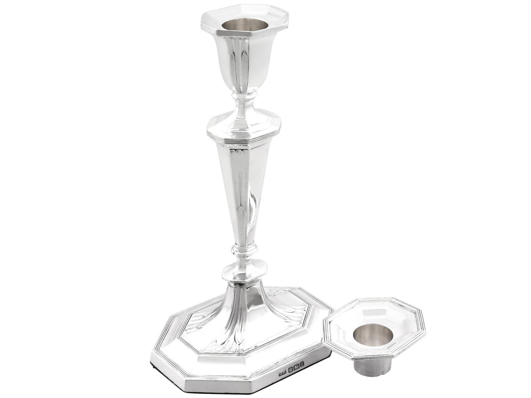Antique George V Sterling Silver Candlesticks (1912) For Sale 5