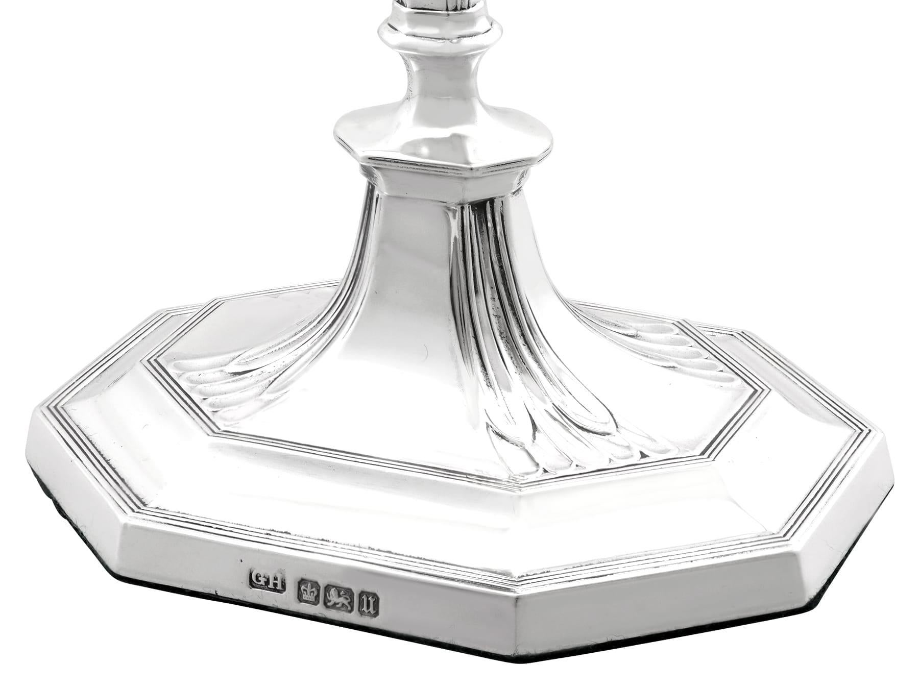 Antique George V Sterling Silver Candlesticks (1912) For Sale 6