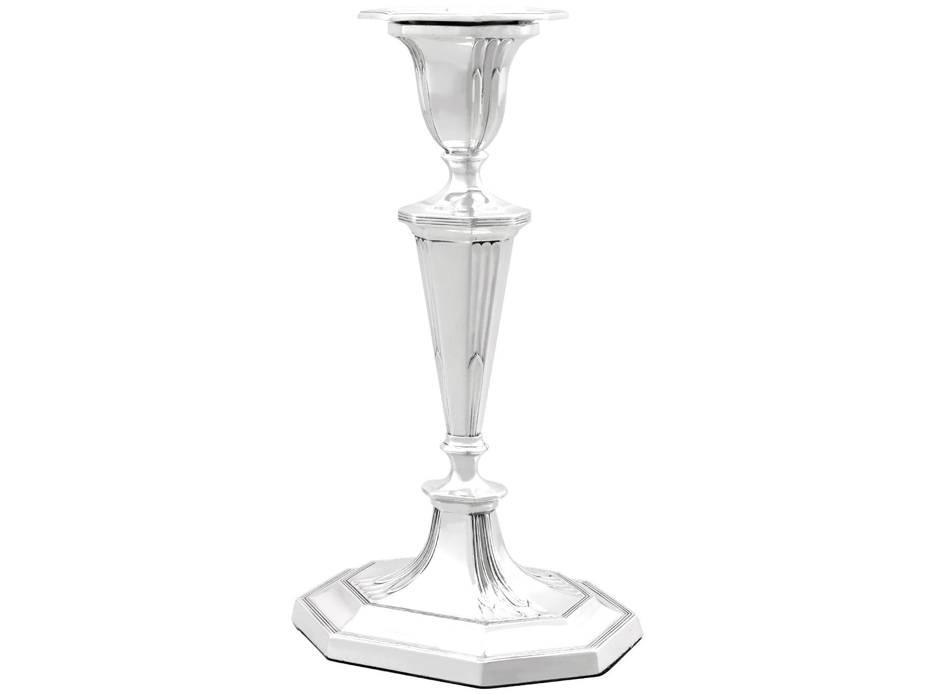 Antique George V Sterling Silver Candlesticks (1912) For Sale 3