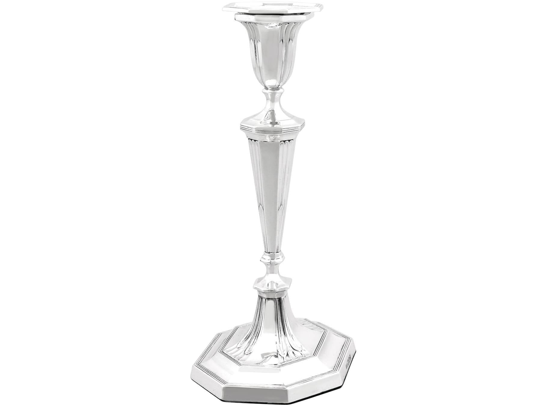Antique George V Sterling Silver Candlesticks (1912) For Sale 4