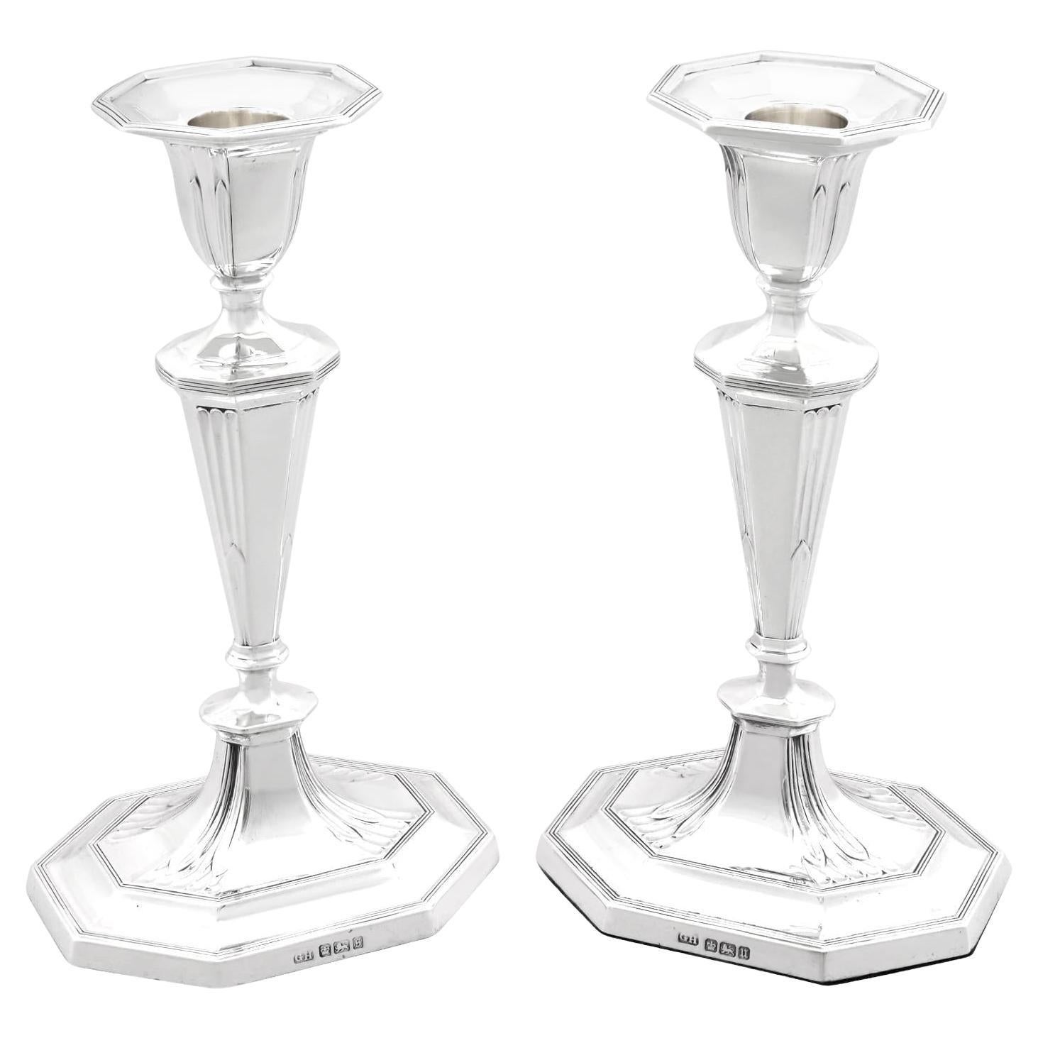 Antique George V Sterling Silver Candlesticks (1912) For Sale