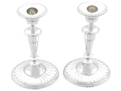 Antique George V Sterling Silver Candlesticks Adams Style (1925)