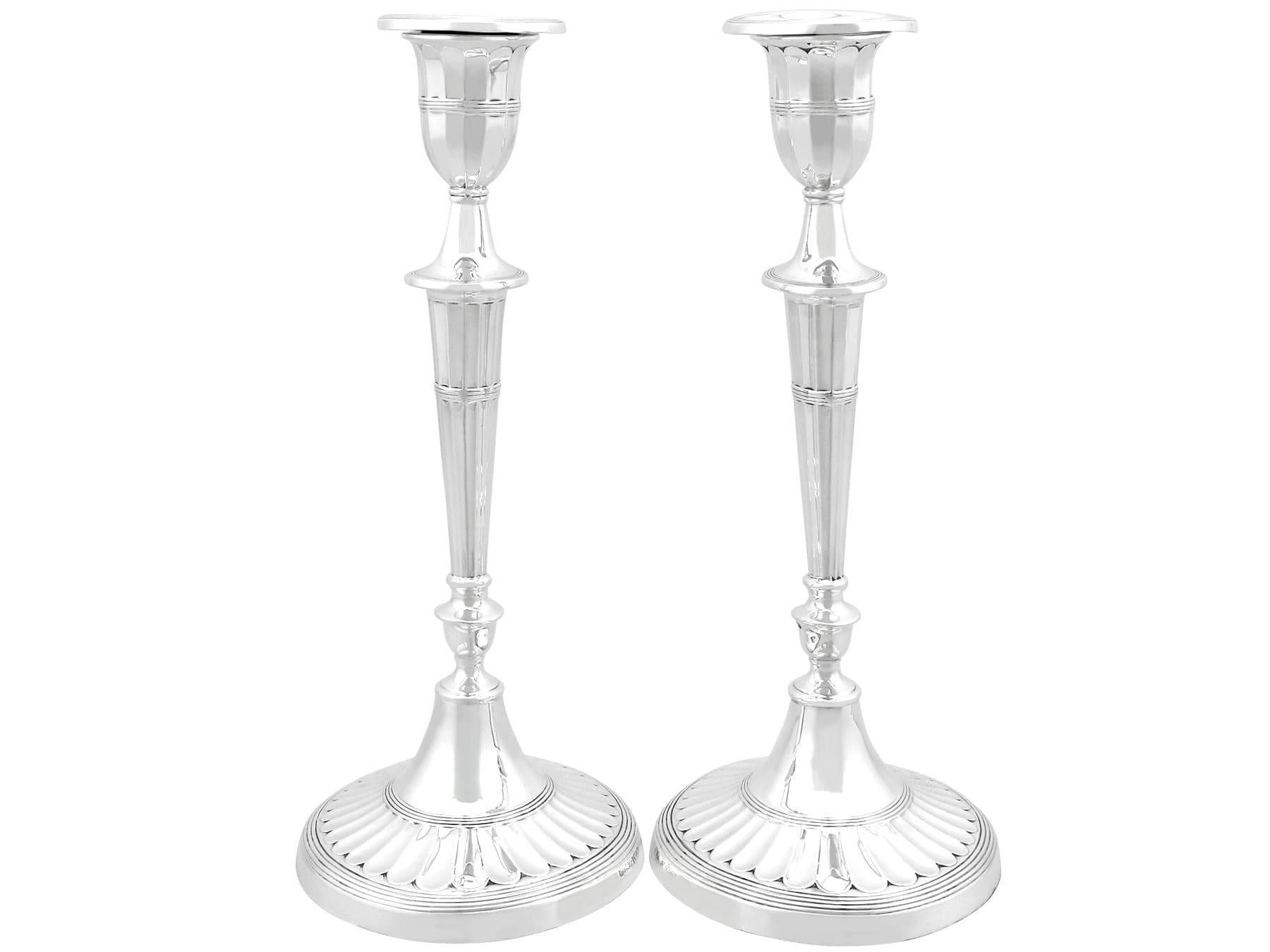 English Antique George V Sterling Silver Candlesticks Adams Style (1925)