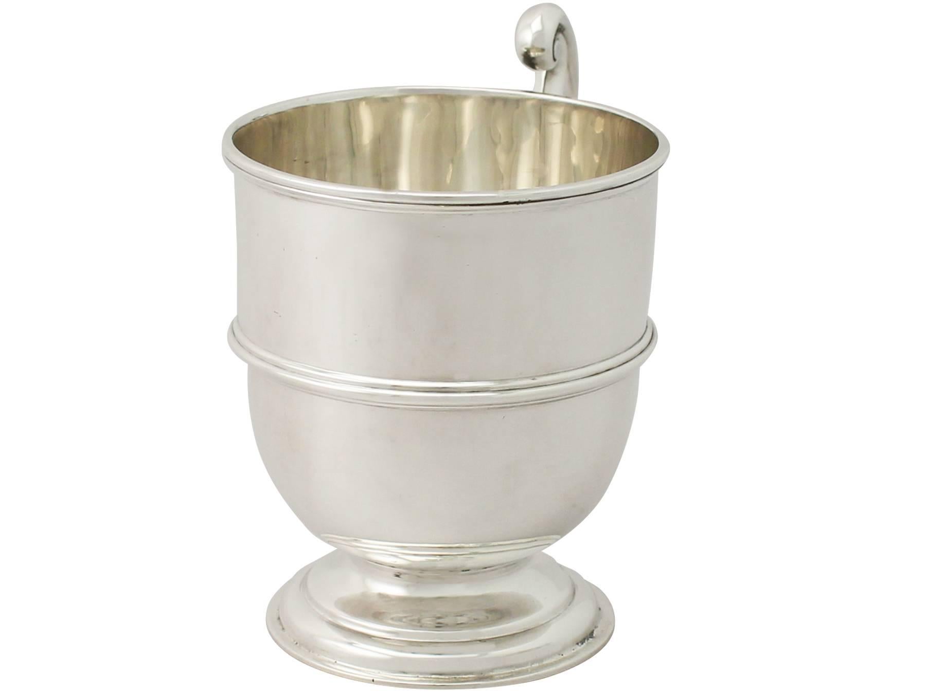 English Antique George V Sterling Silver Christening Mug