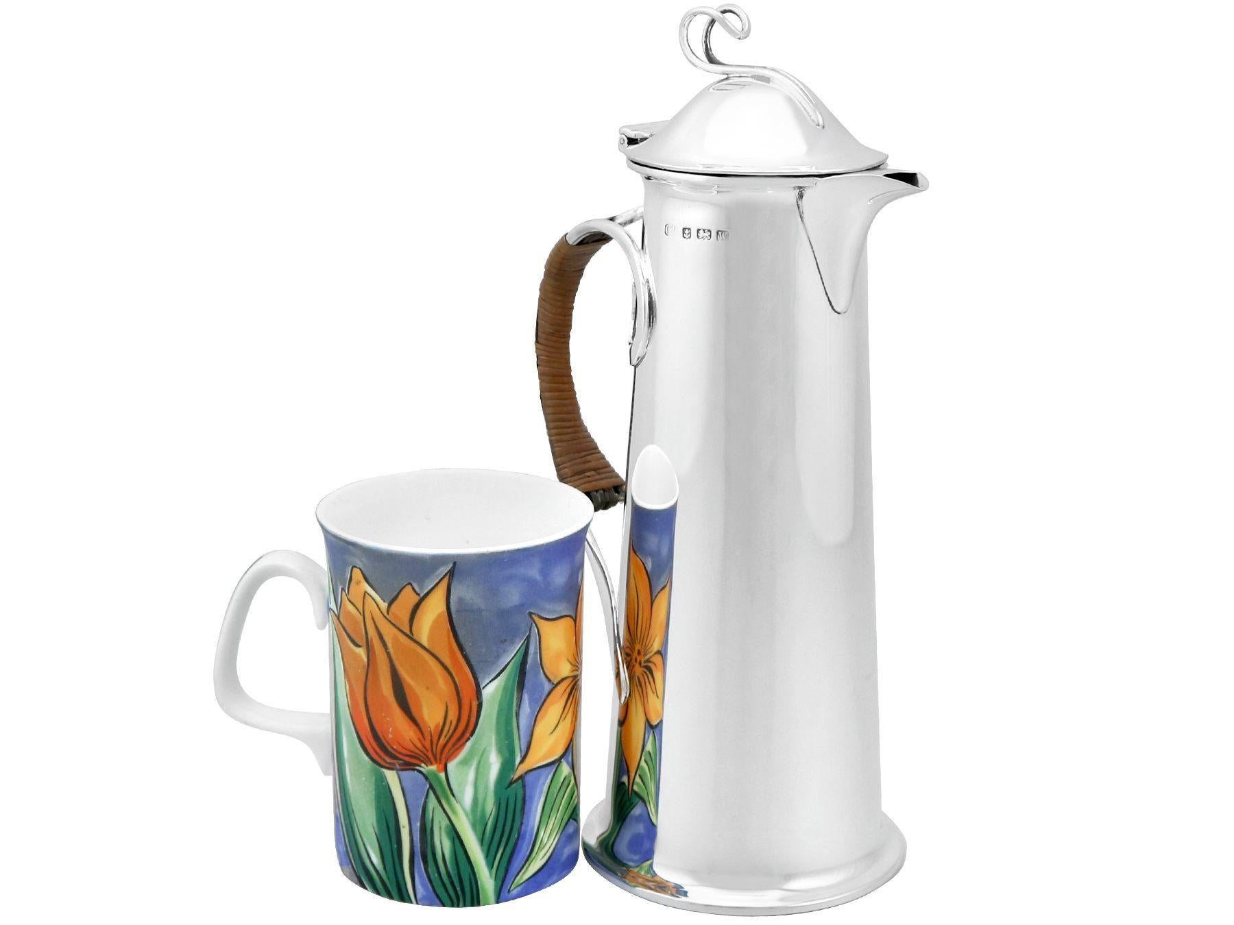 English Art Nouveau Sterling Silver Coffee Jug For Sale