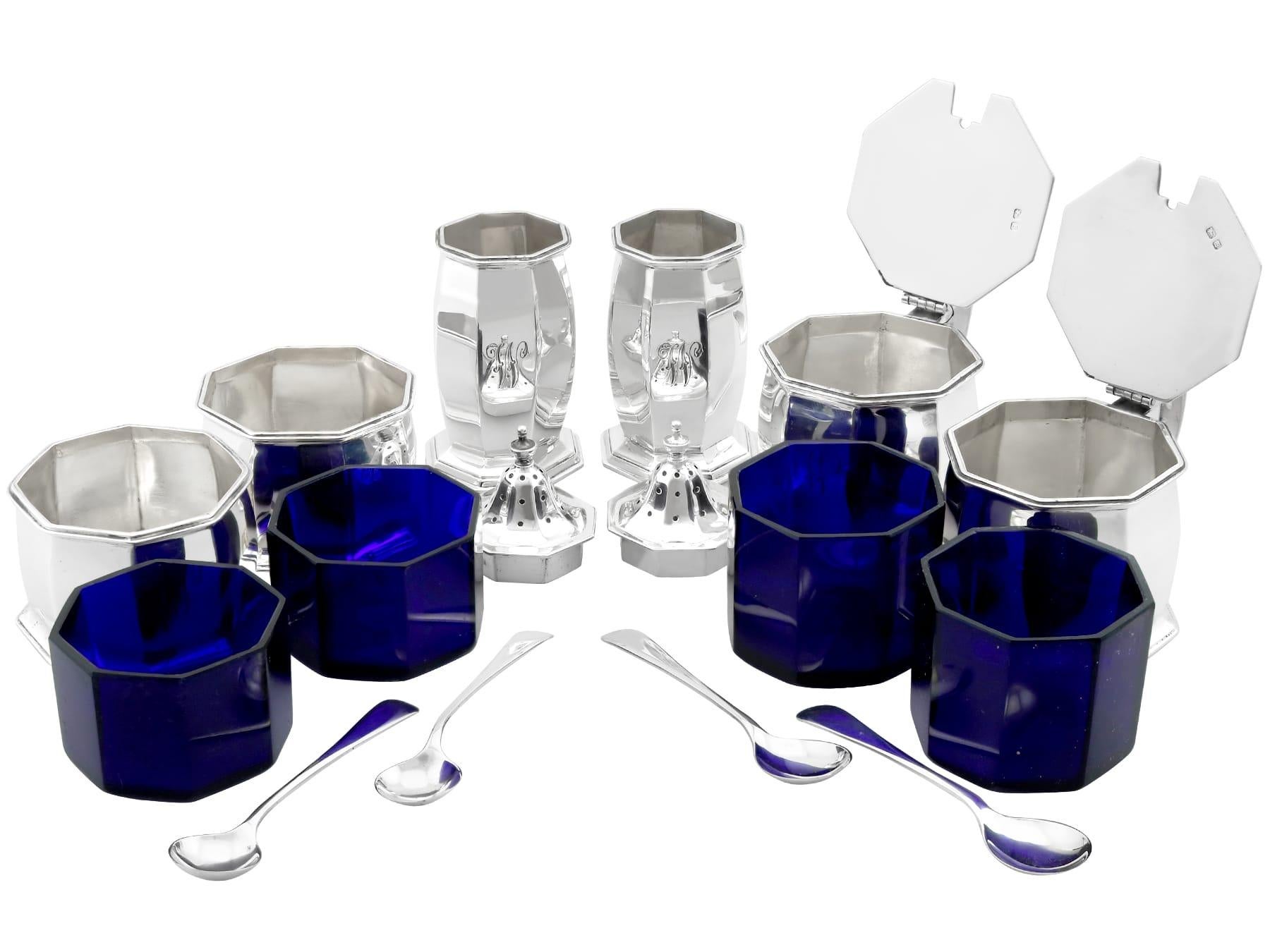 Inglese Antico set di condimenti in argento sterling di Giorgio V in vendita