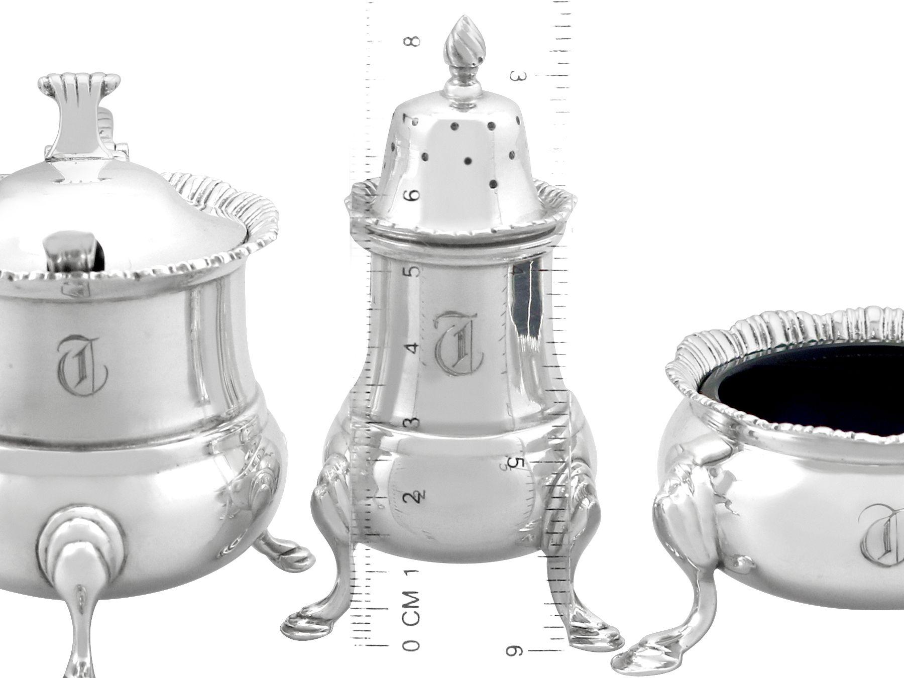 Mid-20th Century Antique Sterling Silver Condiment Set For Sale