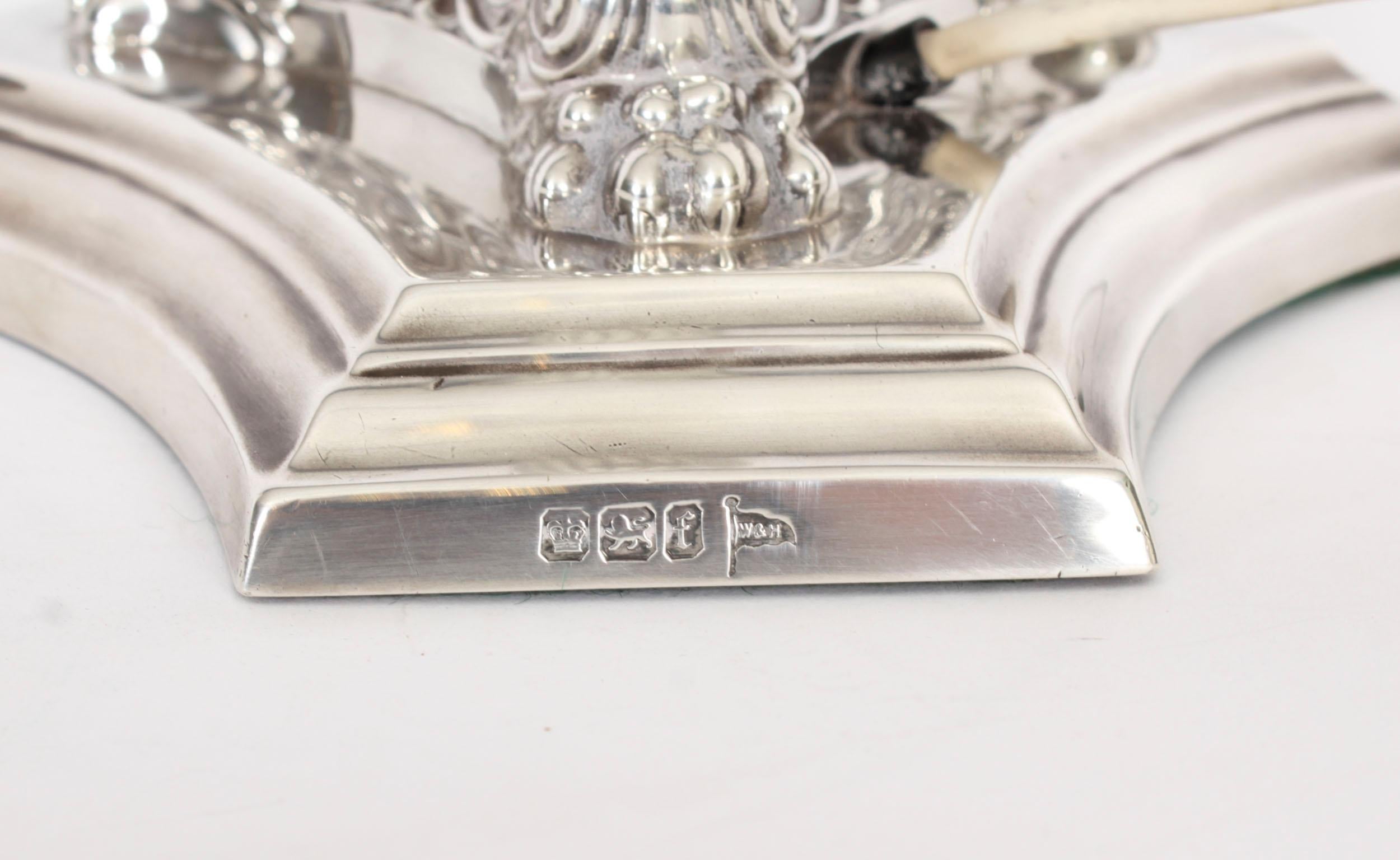 Antique George V Sterling Silver Corinthian Column Table Lamp Dated 1928 6