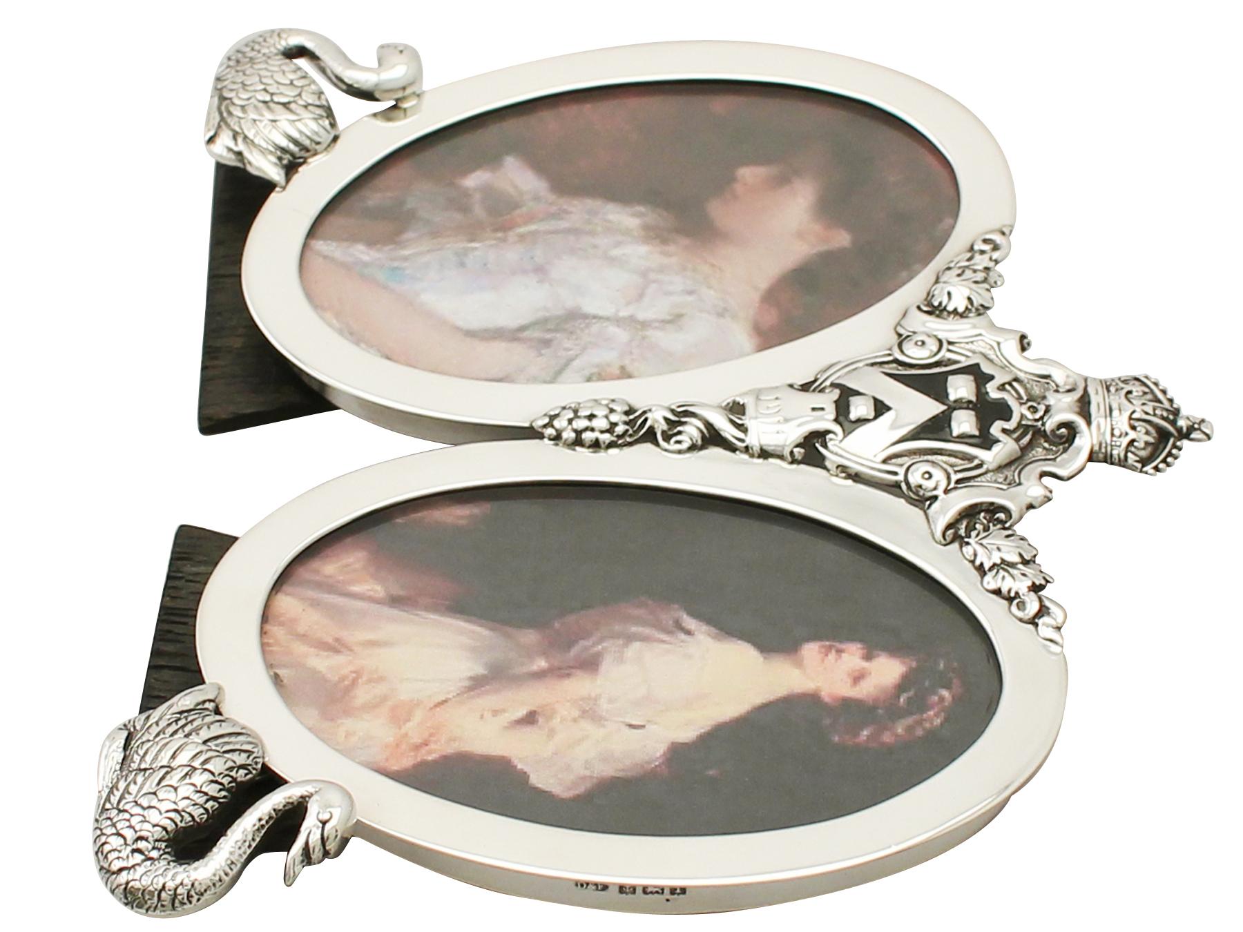English Antique George V Sterling Silver Double Photograph Frame