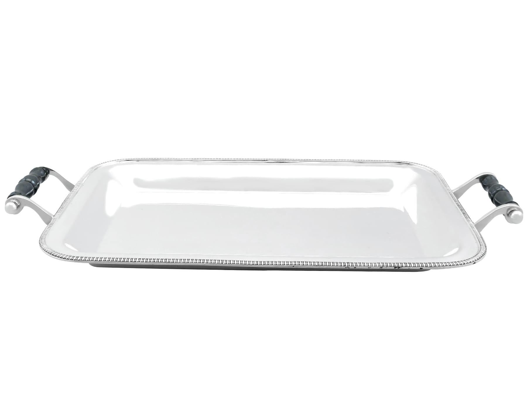 English Antique George V Sterling Silver Drinks Tray (1933) For Sale