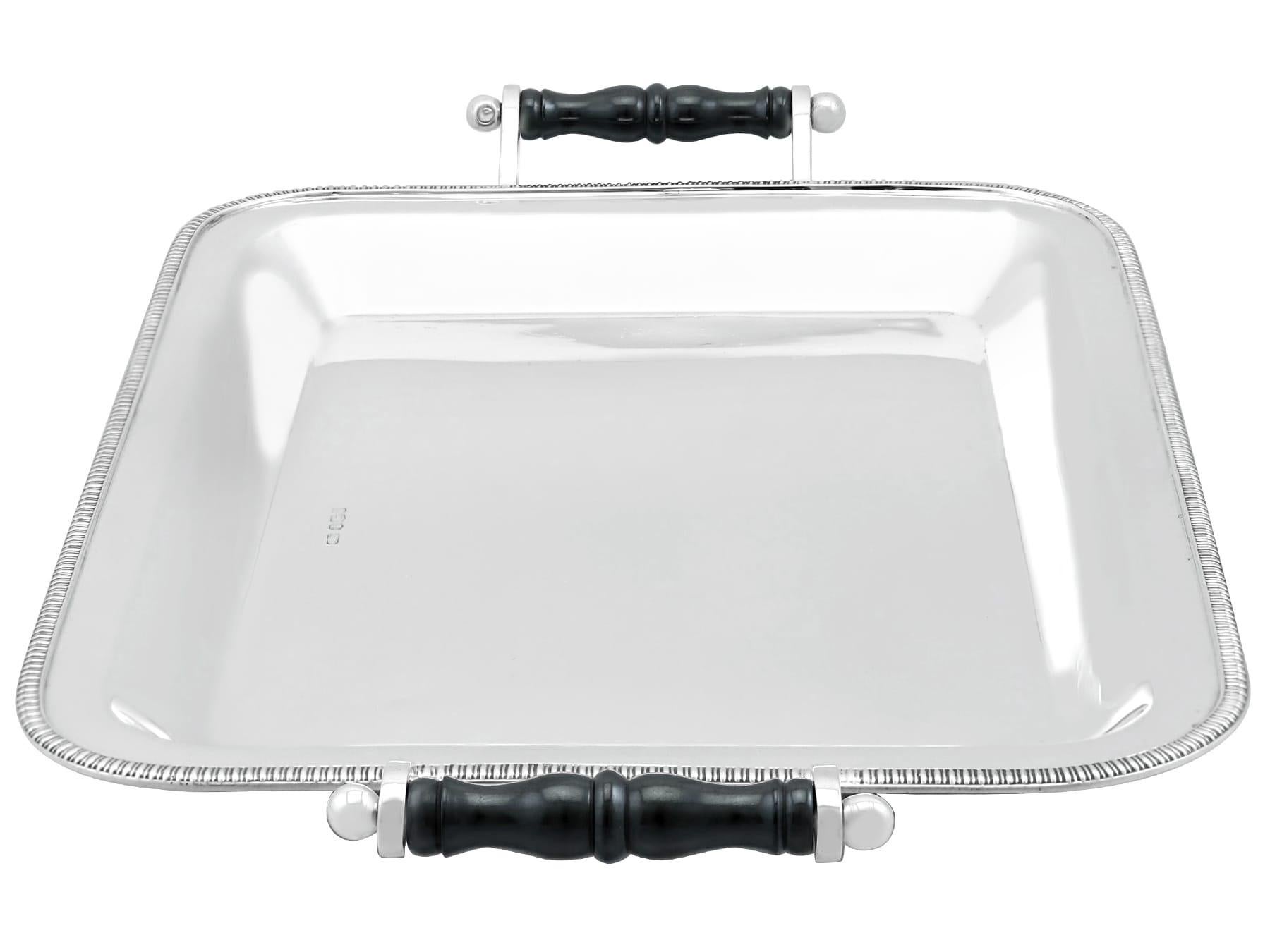 Mid-20th Century Antique George V Sterling Silver Drinks Tray (1933) For Sale