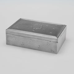 Antique George V Sterling Silver Engine Turned Box by Finnigans Ltd., 1913