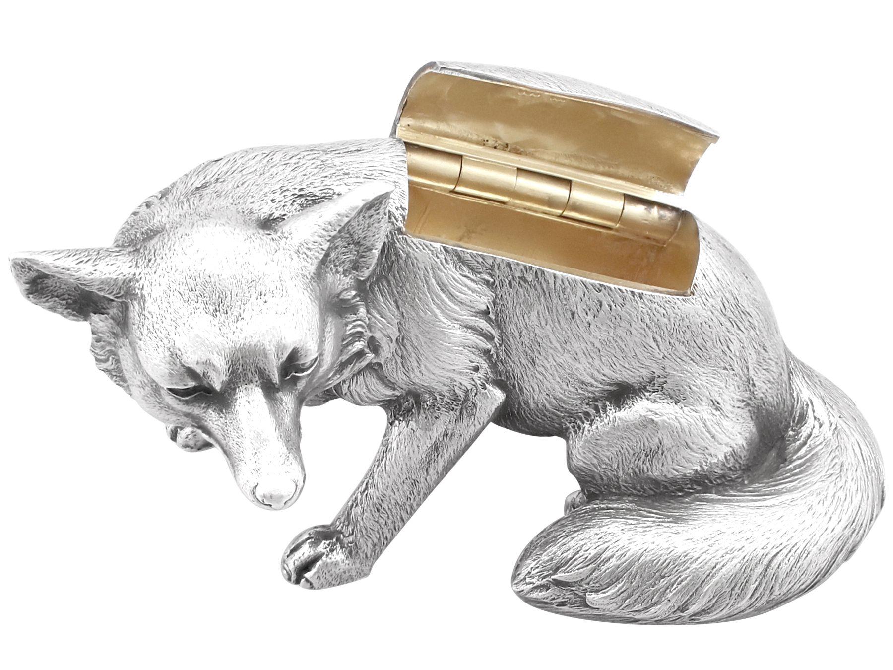 Antique English Sterling Silver Fox Boxes For Sale 2