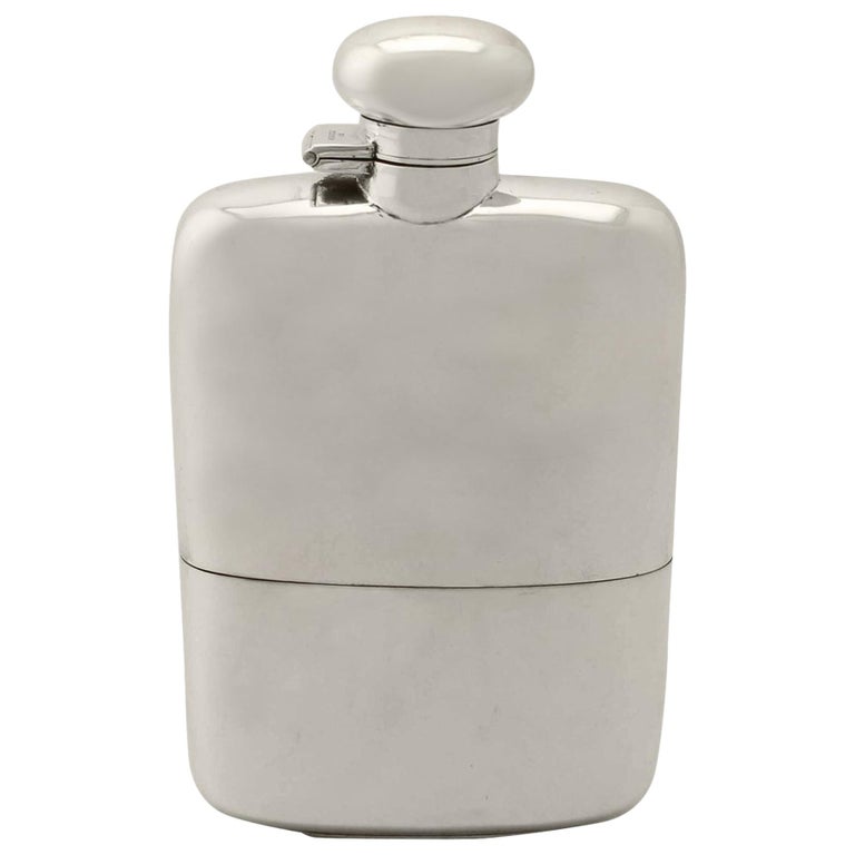 Antique V Sterling Silver Hip Flask For Sale at 1stdibs