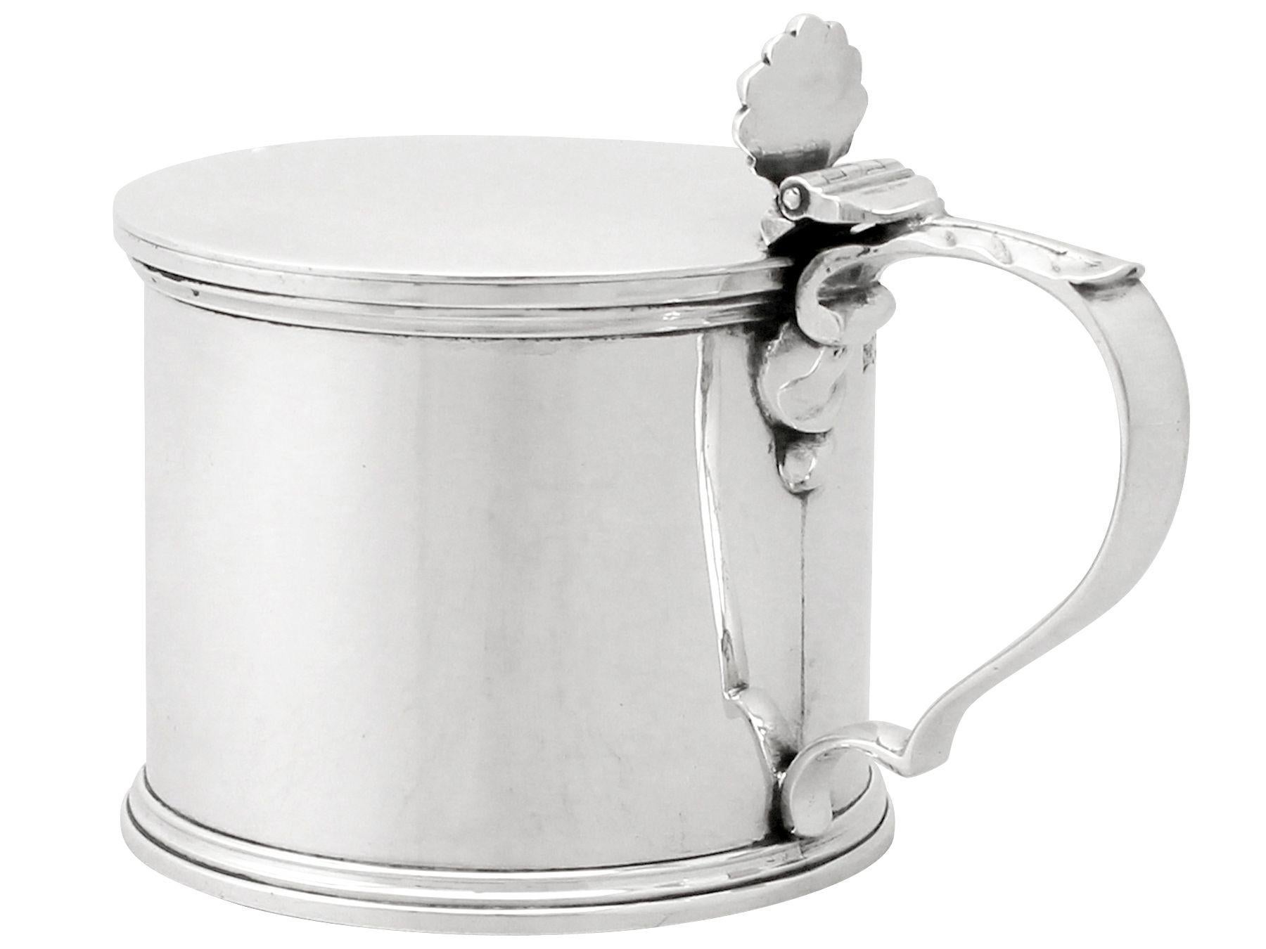 English Antique George V Sterling Silver Mustard Pot