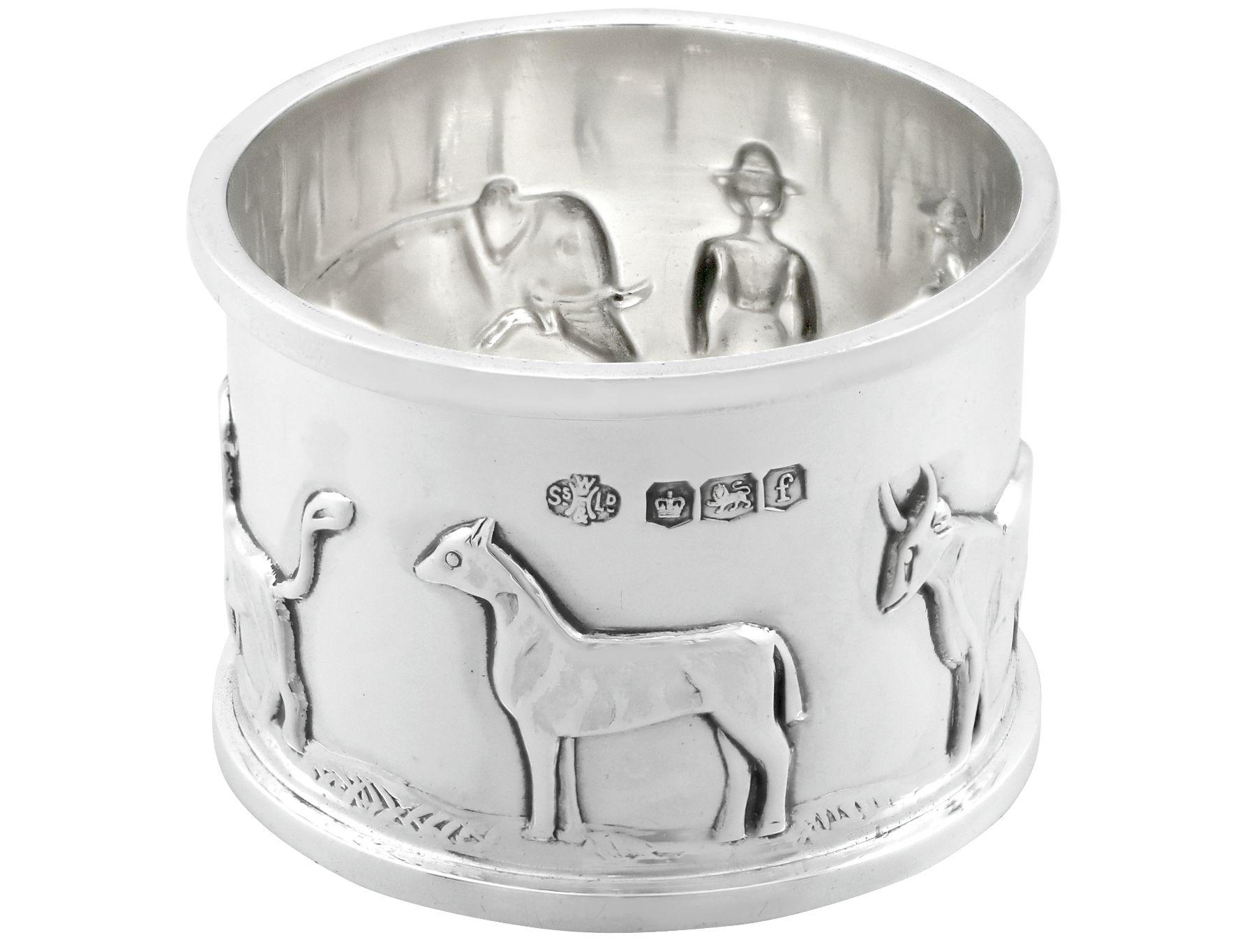 Georgian Antique 1923 Sterling Silver Napkin Ring For Sale