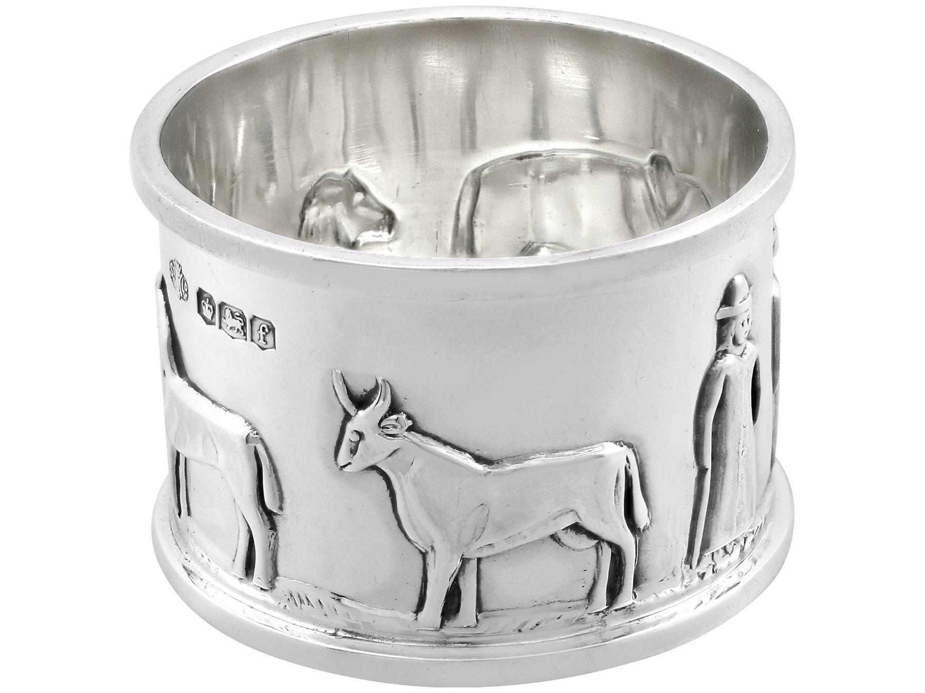 English Antique 1923 Sterling Silver Napkin Ring For Sale