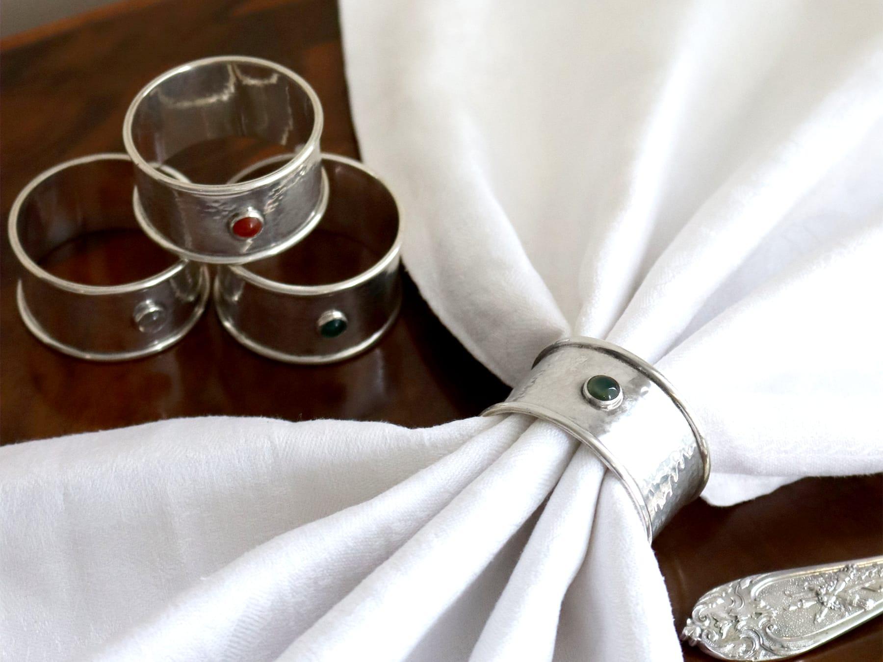 Arts and Crafts Antique George V Sterling Silver Napkin Rings by Guild of Handicraft (1933) For Sale