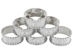 Antique George V Sterling Silver Numbered Napkin Rings Set of Six