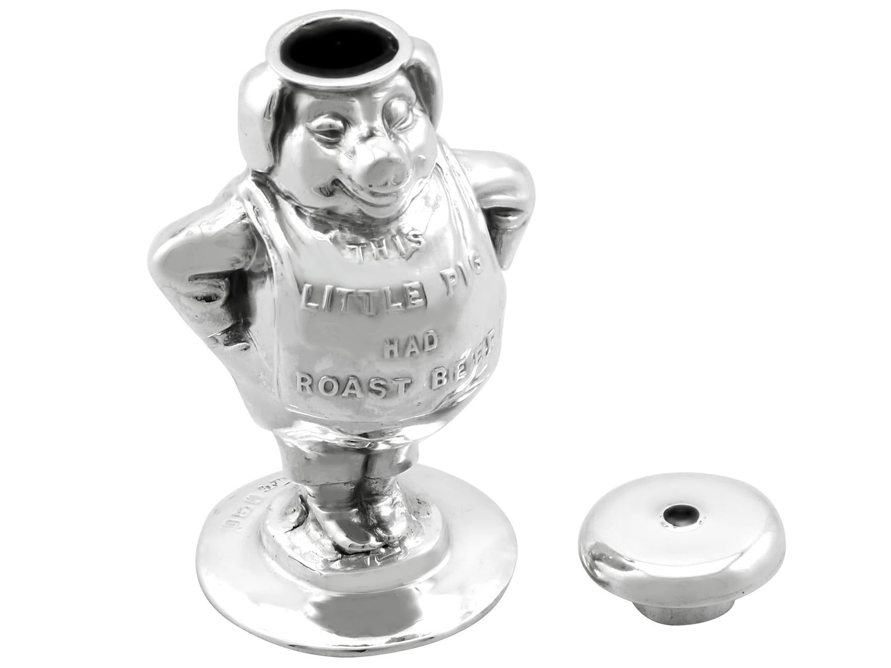 Sal de cerdito con rima infantil de plata de ley Jorge V (1911) principios del siglo XX en venta