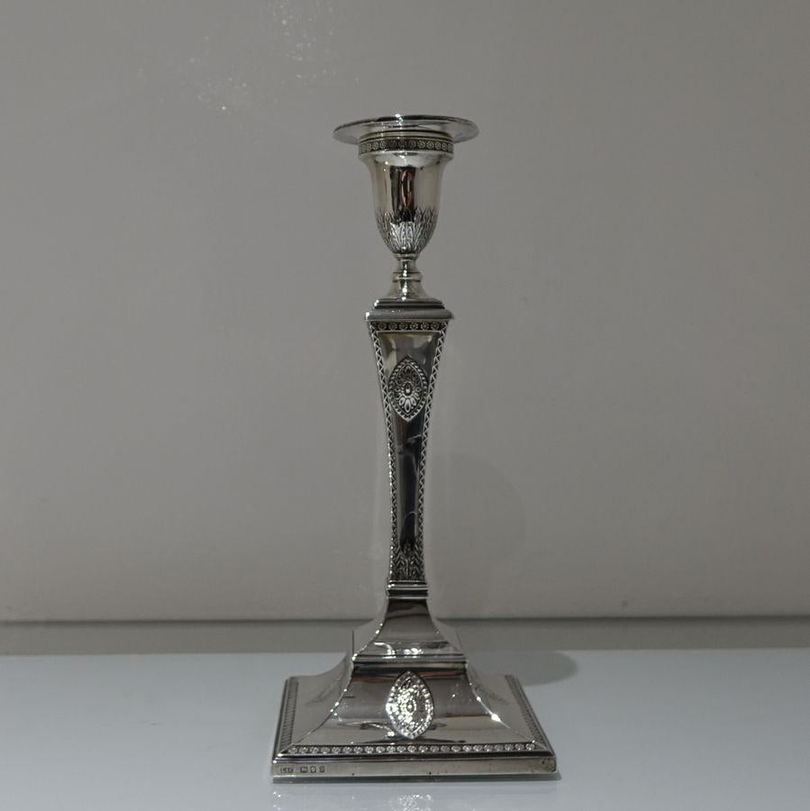 British Antique George V Sterling Silver Pair Candlestick Lawrence Alfred Crichton