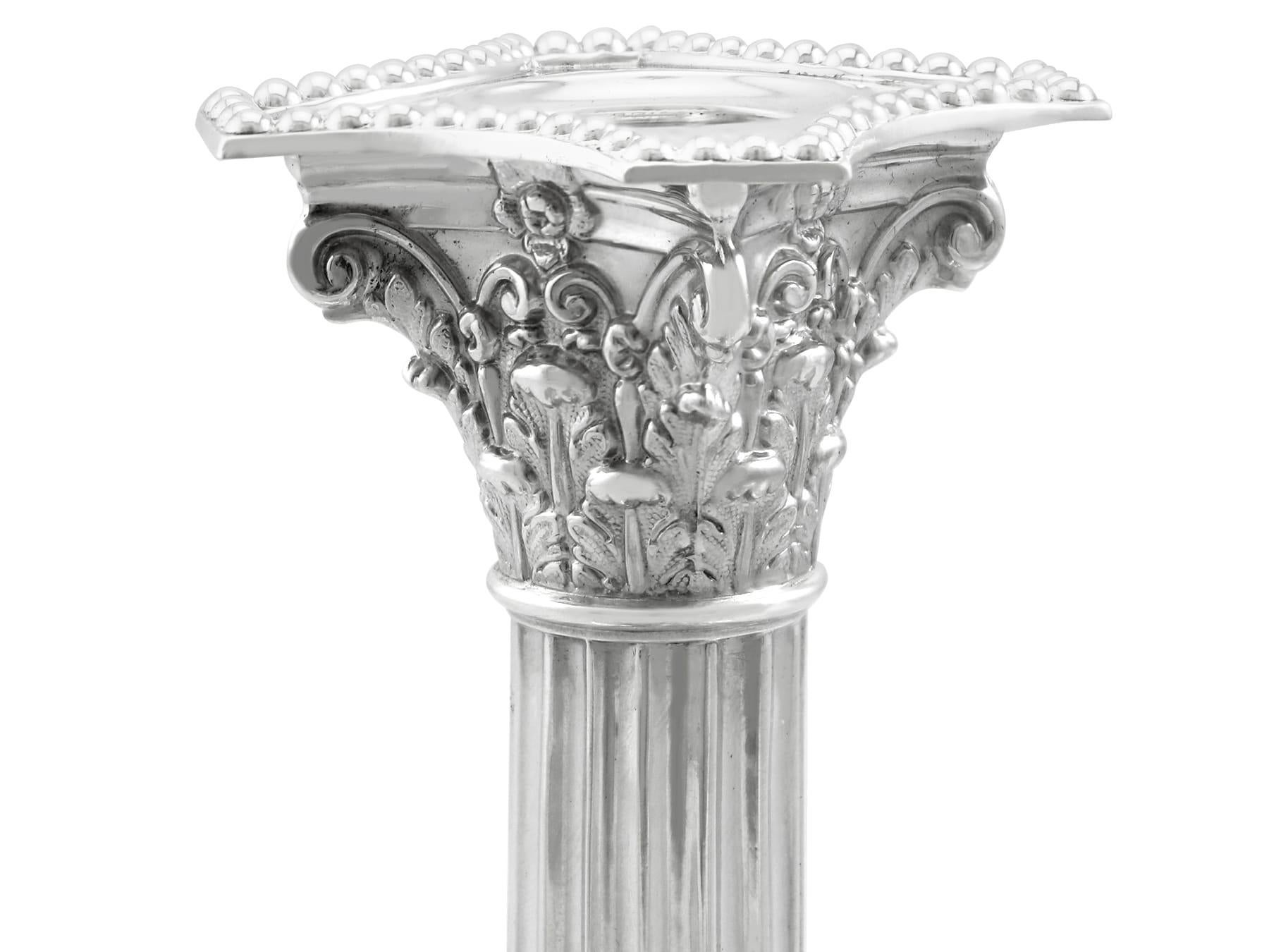Antique George V Sterling Silver Piano Candlesticks (1911) For Sale 3