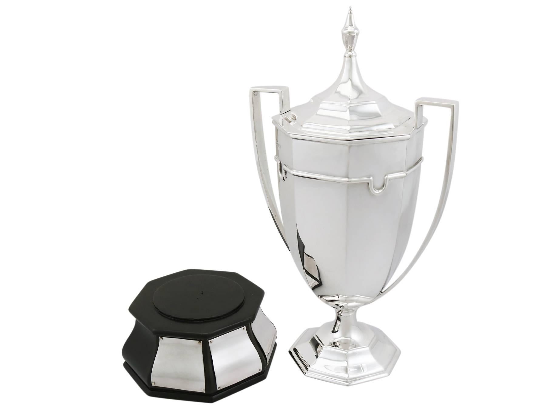 English Antique George V Sterling Silver Presentation Cup and Cover by Mappin & Webb Ltd