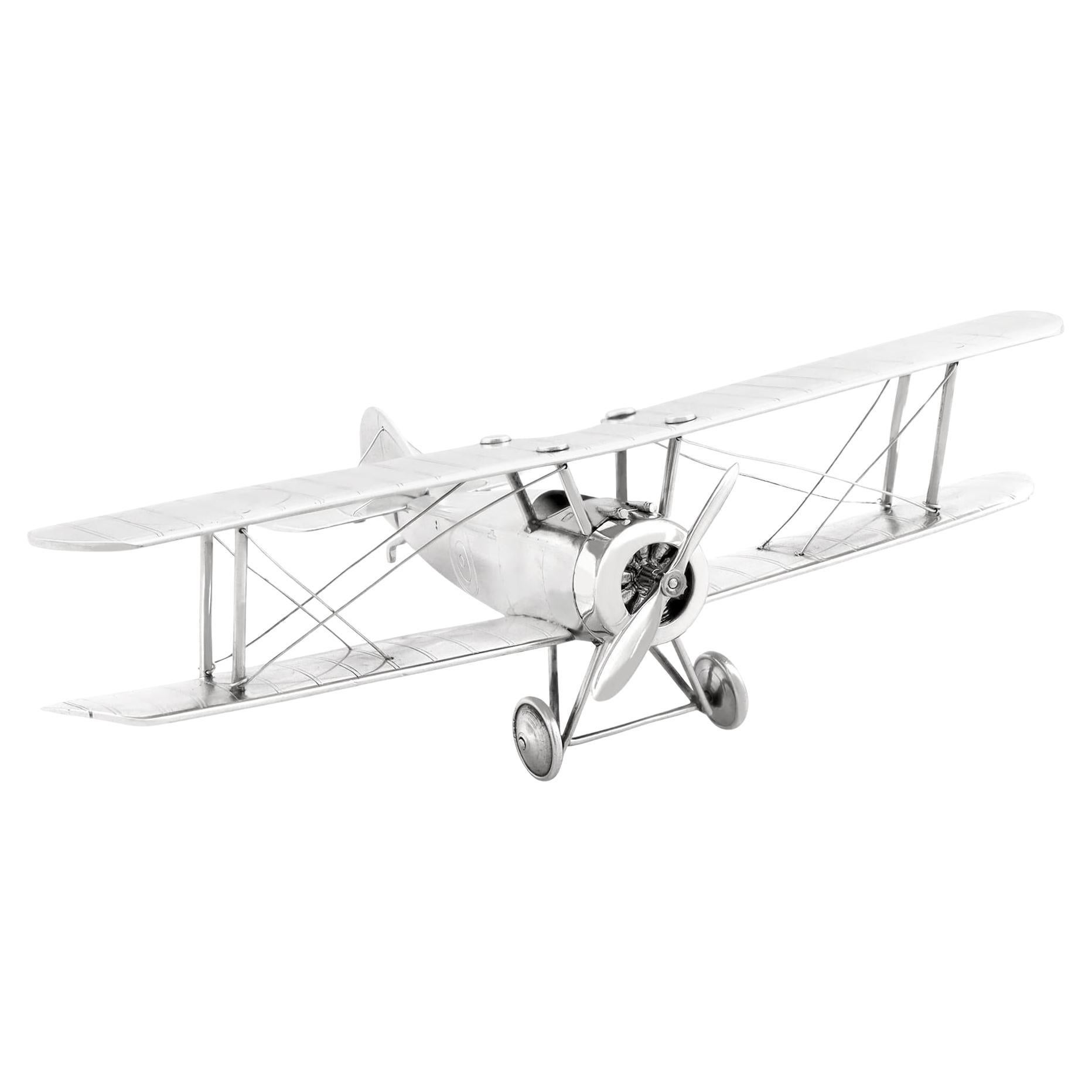 Antique George V Sterling Silver Sopwith Biplane Ornament (1919)