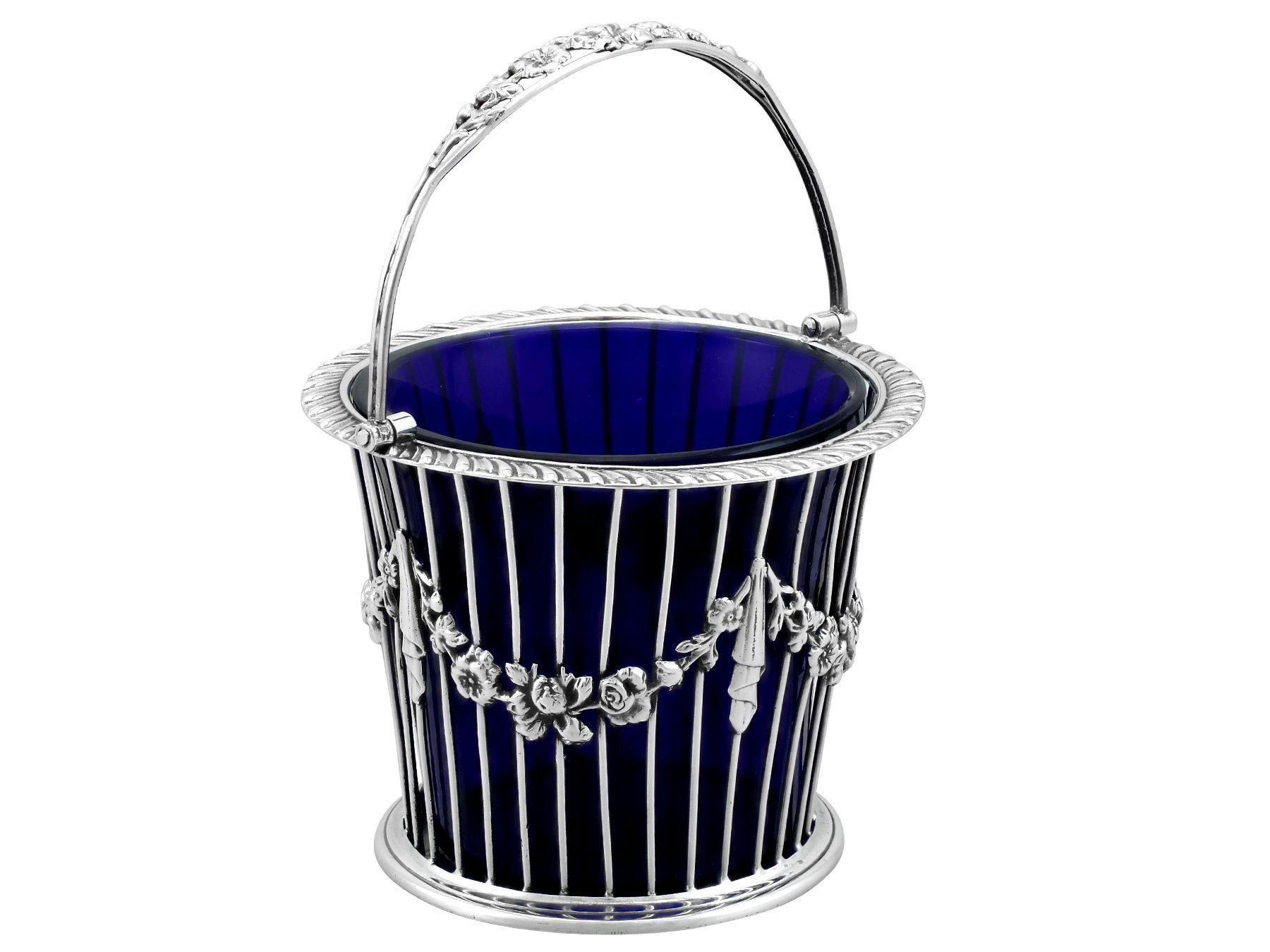 British  Antique Alfred Marston Sterling Silver Sugar Basket For Sale