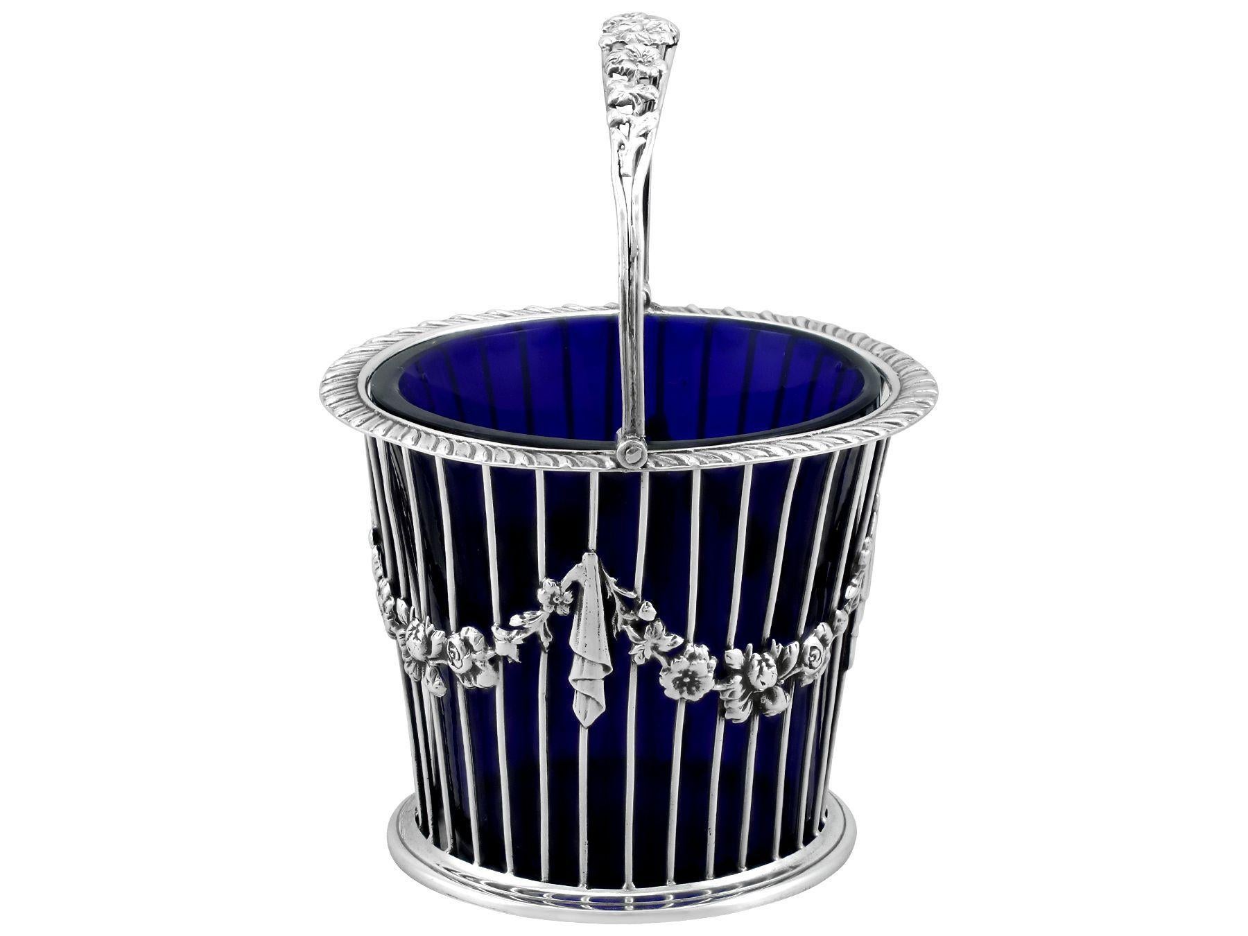  Antique Alfred Marston Sterling Silver Sugar Basket In Excellent Condition For Sale In Jesmond, Newcastle Upon Tyne