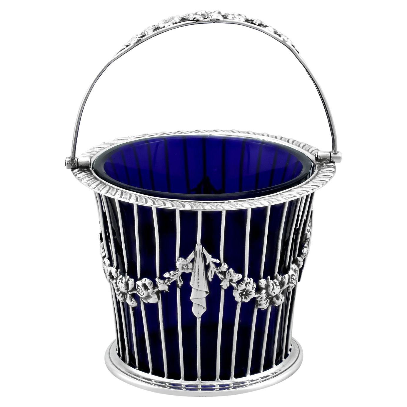 Antique Newcastle Sterling Silver Sugar Basket For Sale at 1stDibs