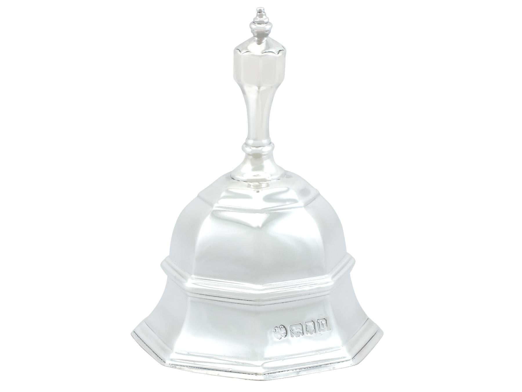 J Parkes & Co Antique Sterling Silver Table Bell (1917) For Sale 1