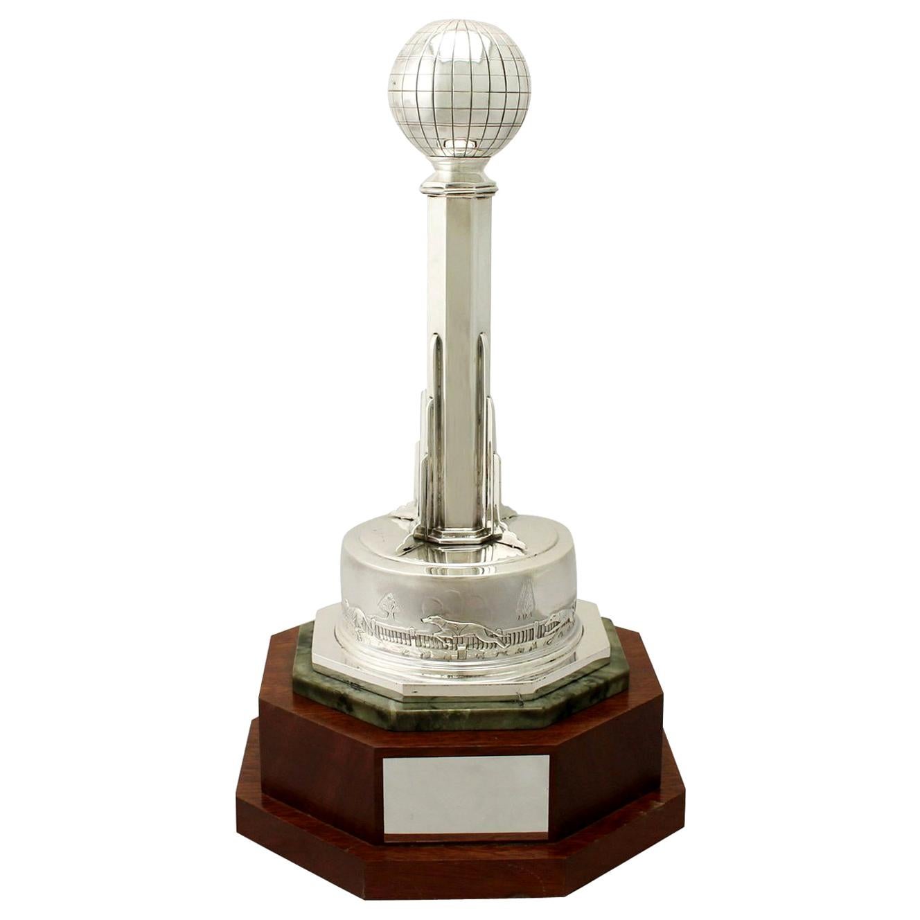 Antique George VI Art Deco Sterling Silver Presentation Trophy