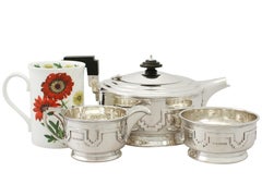 Antique George VI Art Deco Sterling Silver Three-Piece Tea Service
