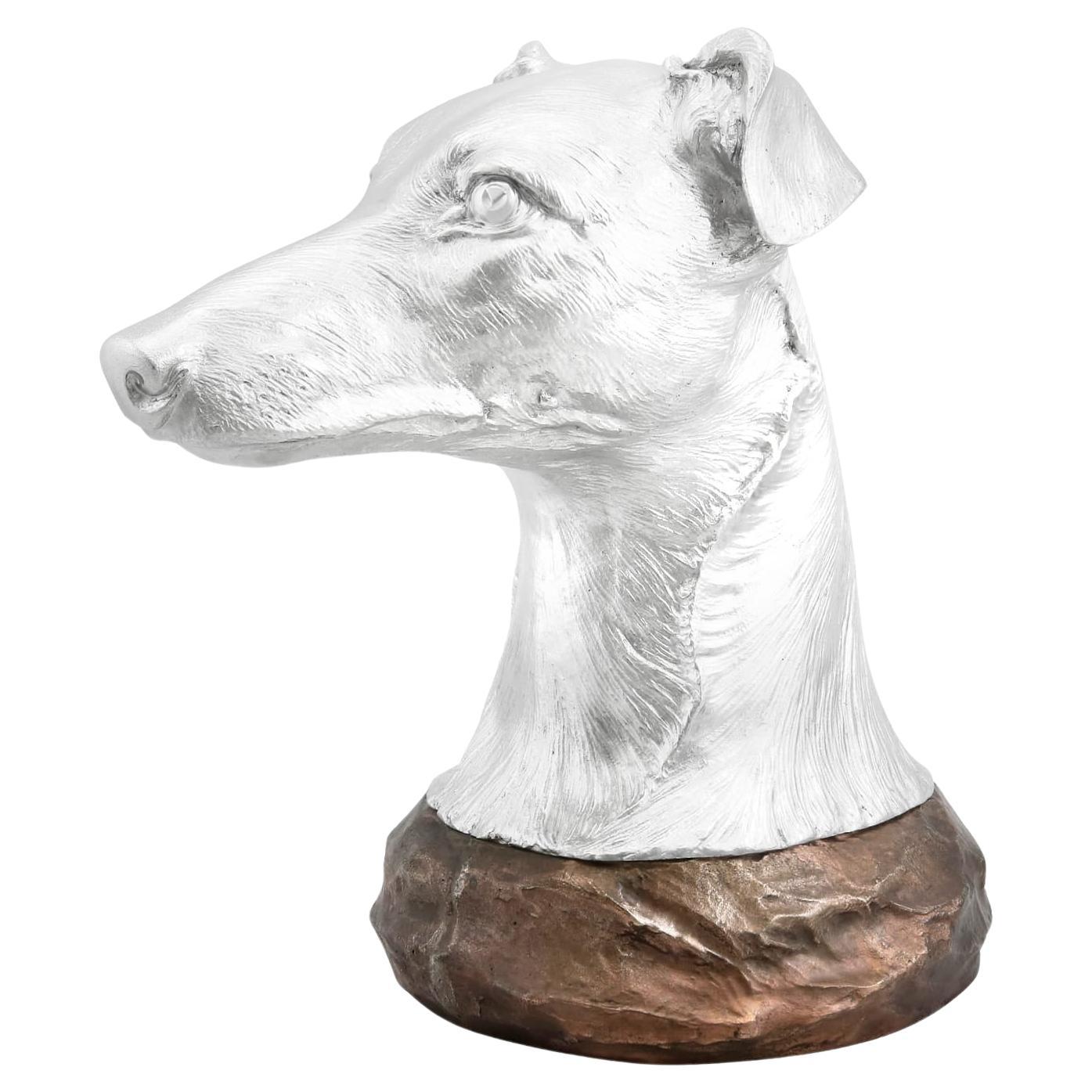 Antiguo Trofeo de Presentación para Perro Jorge VI de Plata de Ley y Cobre