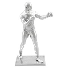 Antique George VI Sterling Silver Boxer Statue/Table Ornament