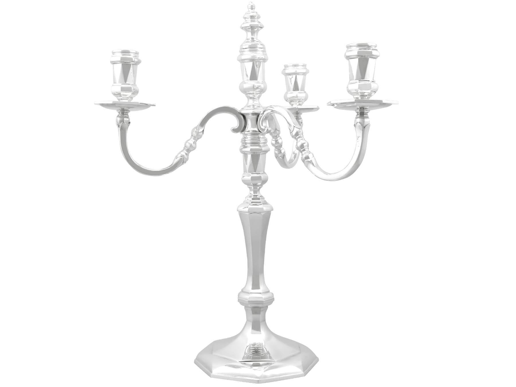 Antiguo candelabro y candeleros de plata de ley Jorge VI (1938) en Excelente estado para la venta en Jesmond, Newcastle Upon Tyne