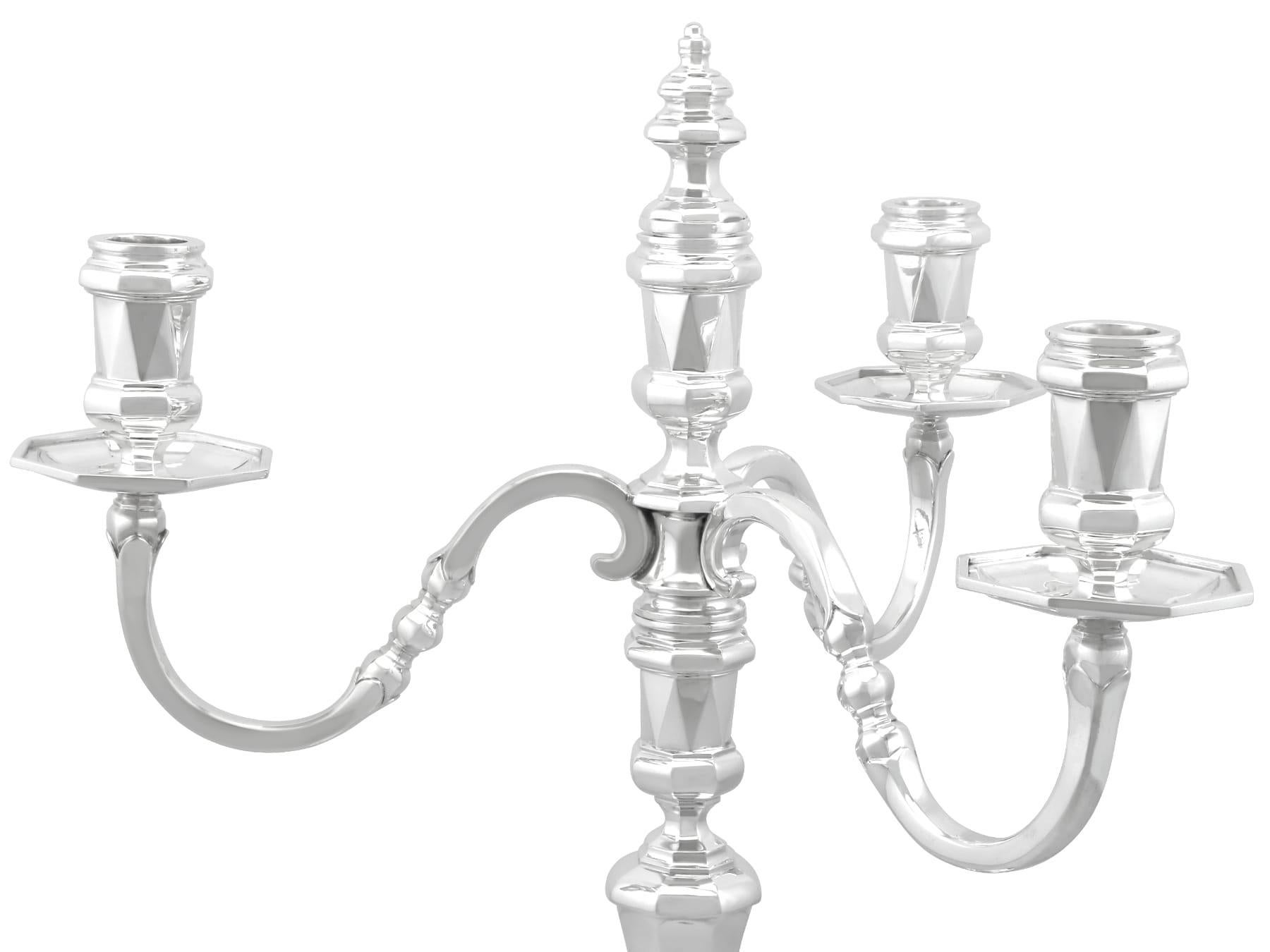 Antiguo candelabro y candeleros de plata de ley Jorge VI (1938) Plata esterlina en venta