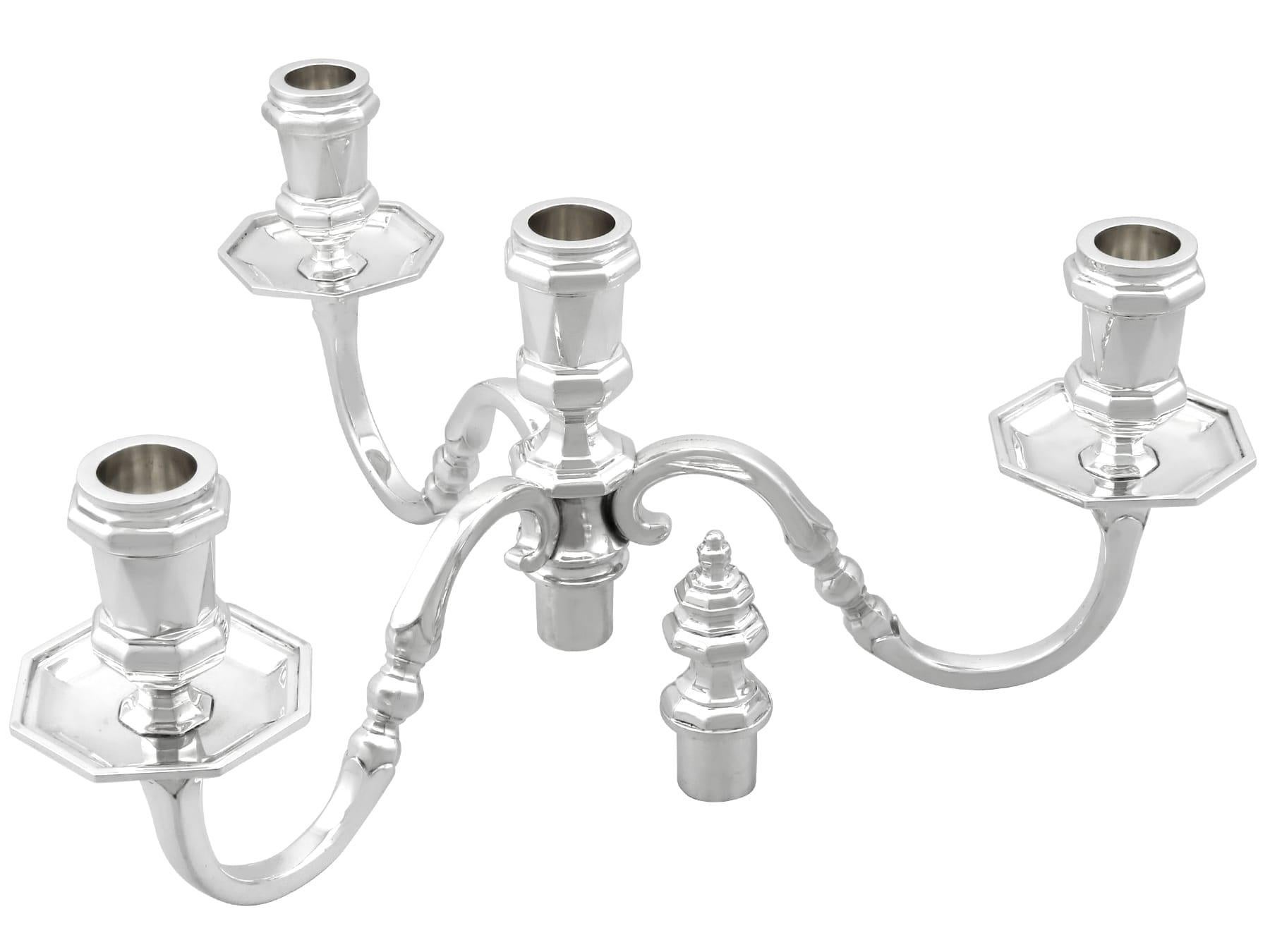 Antiguo candelabro y candeleros de plata de ley Jorge VI (1938) en venta 1