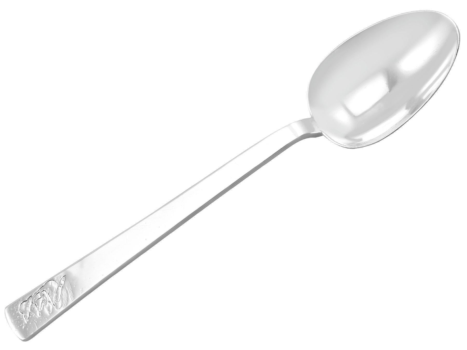 Antique Sterling Silver Christening Bowl and Spoon For Sale 7
