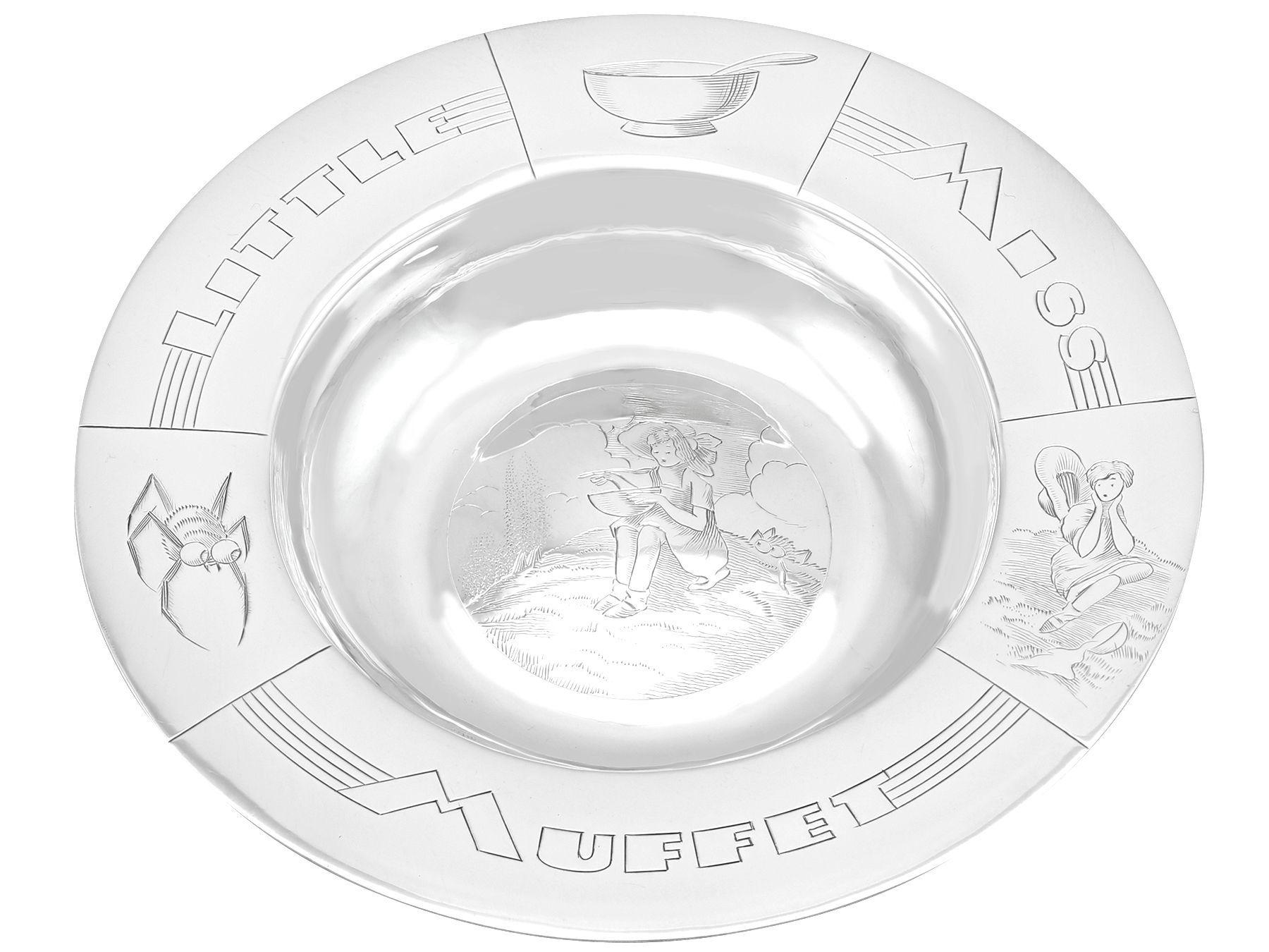 British Antique Sterling Silver Christening Bowl and Spoon For Sale