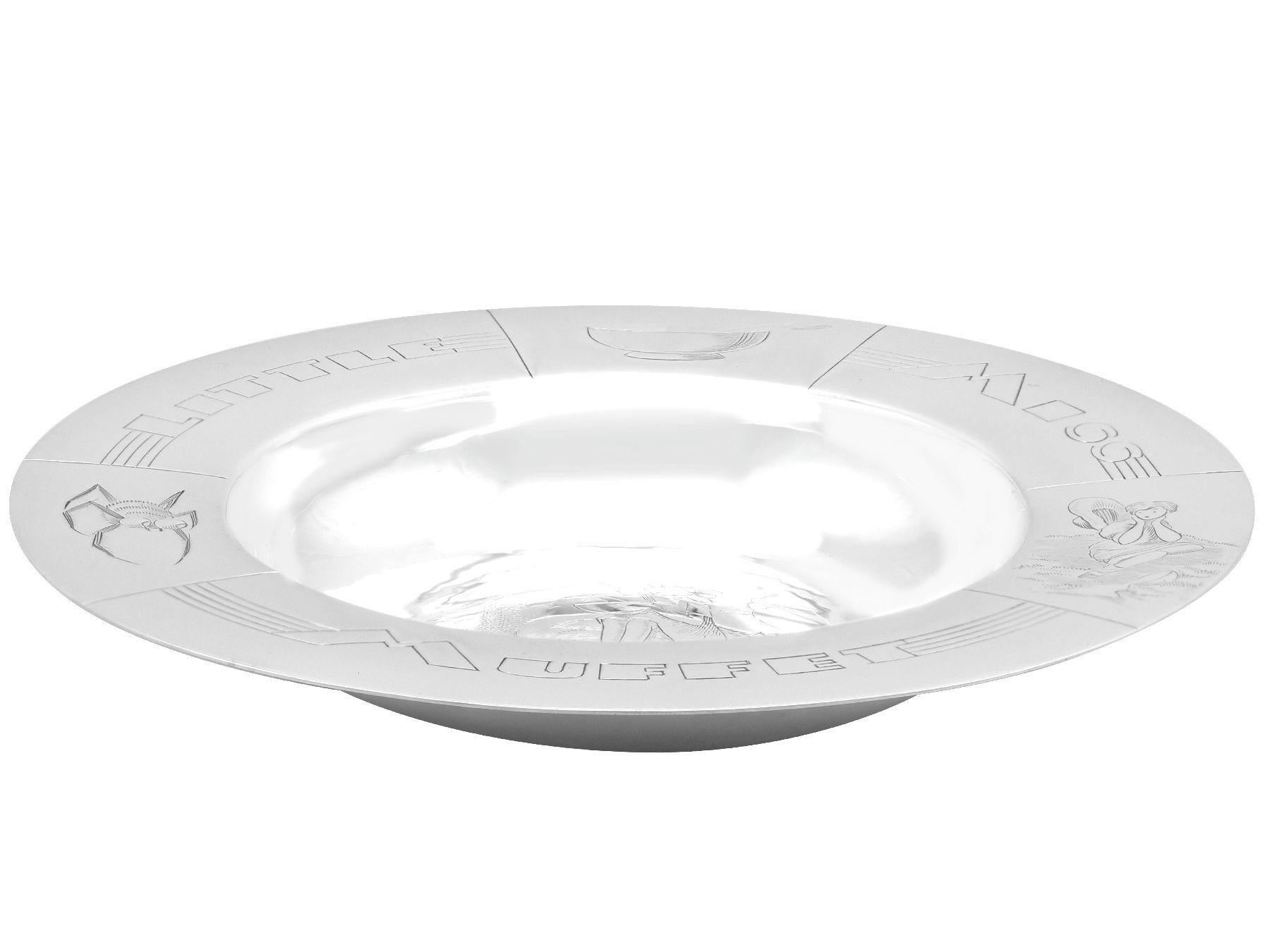 Mid-20th Century Antique Sterling Silver Christening Bowl and Spoon For Sale