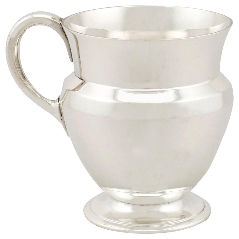 Antique George VI Sterling Silver Christening Mug For Sale