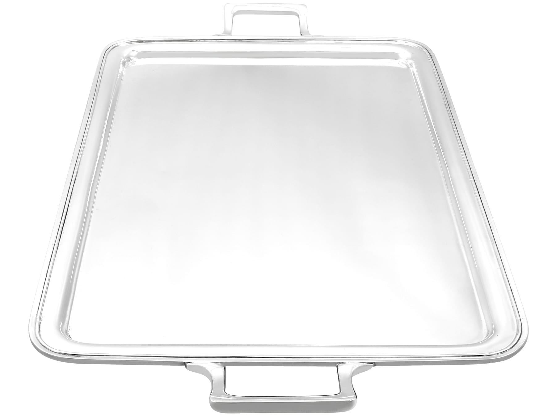 Antique George VI Sterling Silver Tray (1939) For Sale 1