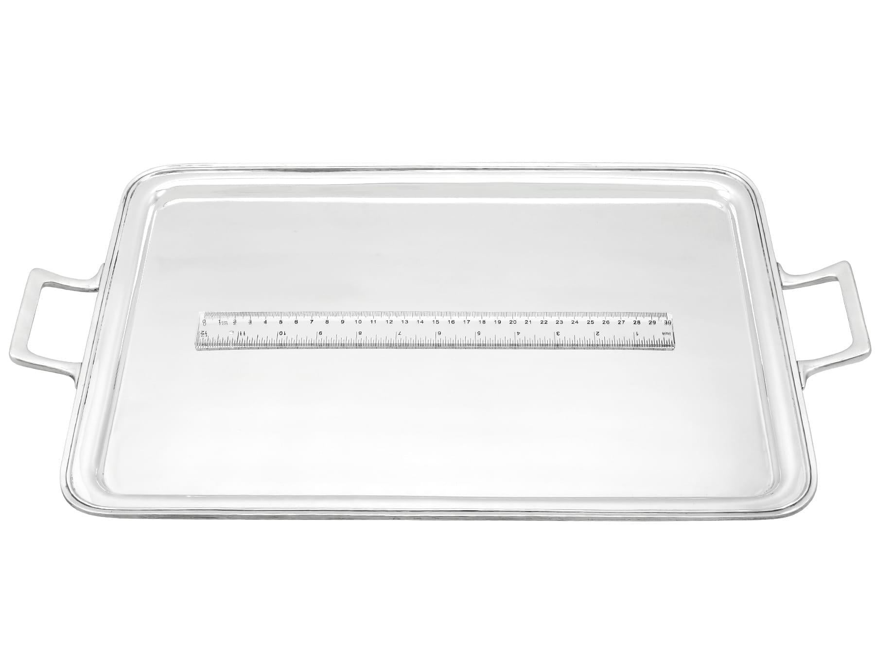 Antique George VI Sterling Silver Tray (1939) For Sale 5